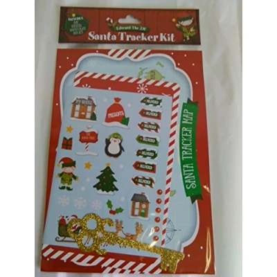 Image of Edward The Elf Christmas Eve Santa Tracker Tracking Kit Map/Stickers/Santa Plate/Key(EW X 21555 PACK)