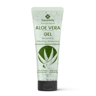 Image of Supremely Aloe Vera Gel with Vitamins A, C &amp; E Organic, Vegan Cruelty Free Paraben SLS Soothing Hydrating Skin Care 200ml
