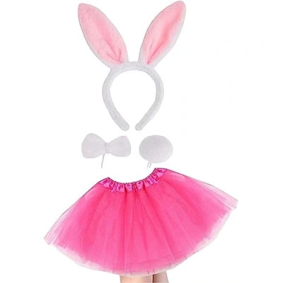 Image of Lizzy Tutu Costume Easter Bunny Set Rabbit Ears Tail and Bow Tie Animal Fancy for Book Week Christmas (3 7 Years)