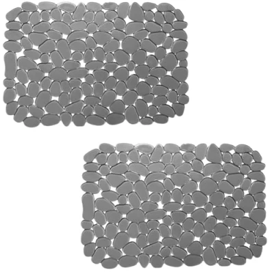 Image of Echehi 2 Pack Sink Protector Mat, 40 x 30 cm DIY Cut for Kitchen Stainless Steel Sink, Fast Draining Mat Dishes and Glassware. Gray