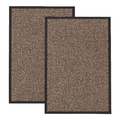 Image of KAV Washable Door Mat Dirt Trapper Durable Non Slip Mats Indoor Perfect Dust Absorbent Rug for Home, Kitchen, Office (40x60) cm, (1.31 x 1.97) ft Brown Pack of 2