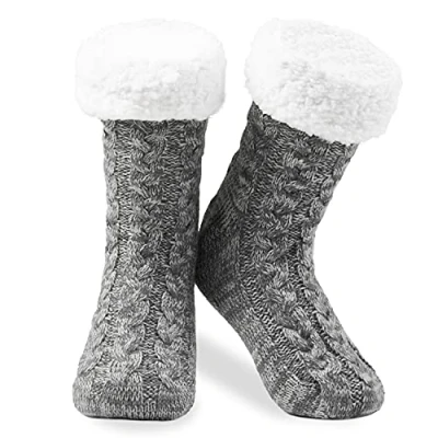 Image of CityComfort Slipper Socks for Women Teenagers, Cosy Warm Fleece Lined Bed Gifts Her (Grey Marl)