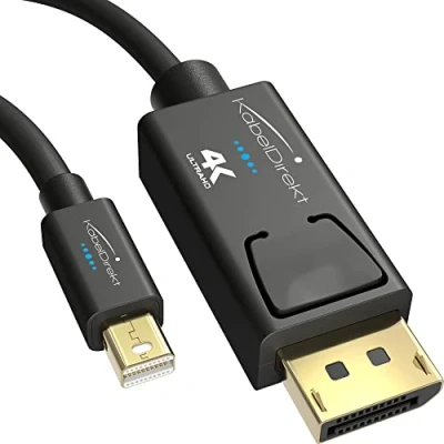 Image of KabelDirekt 4K Thunderbolt Cable/Mini DisplayPort to Cable 2m with special A.I.S. shielding in connector, Mini DisplayPort/Thunderbolt 1 &amp; 2 for PC, laptop Mac
