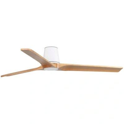 Image of Heypine Large 3 Blade Ceiling Fan Matt White, Pine