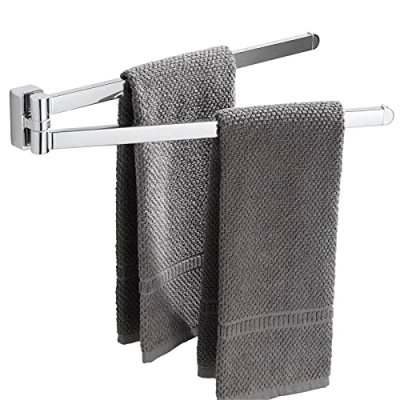 Image of BGL Chrome Swivel Towel Rail,Stainless Steel Bathroon Kitchen Wall Mounted Rack Holder with 2 Bars