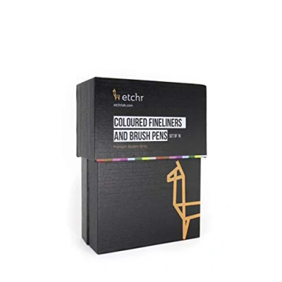 Image of Etchr : Coloured Fineliners and Brush Pens Set of 16