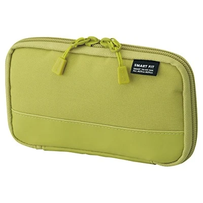 Image of Lihit Lab Compact Pen Case (Pencil Case), Water &amp; Stain Repellent,3.5&quot; x 6.5&#039;&#039;, Green (A7687 6),Yellow