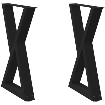 Image of vidaXL Dining Table Legs 2 pcs Black 60x(72 73.3) cm Steel