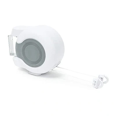Image of Relaxdays Retractable Reel Clothes Washing, Wall Mounted, Two Laundry Lines 26m, White