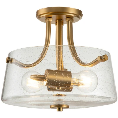 Image of Quoizel Hollister Bowl Semi Flush Ceiling Light Brushed Brass
