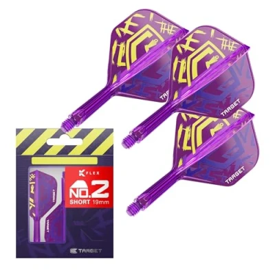 Image of TARGET Darts Luke Littler World Champion K Flex Flights and Shaft System, No.2 The Nuke 2025 Edition Kflex, All In One Integrated Shafts (Pack of 3) Short, 19mm