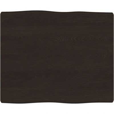 Image of vidaXL Dark Grey Solid Oak Wood Table Top 60x50x4 cm with Live Edge, Treated Surface Perfect for Home or Commercial Tables