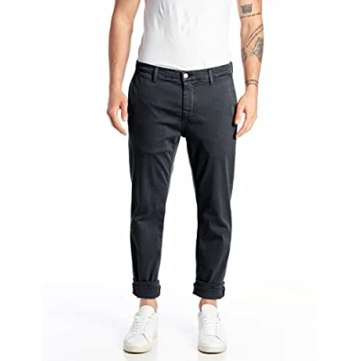 Image of Replay Men&#039;s Jeans Zeumar Slim Fit Hyperflex Hyperchino Color X Lite with Stretch, Blue (Blue 010), 31W / 30L