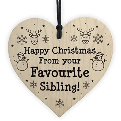 Image of RED OCEAN Novelty For Brother Sister Funny Sibling Christmas Tree Bauble Gift Him Her