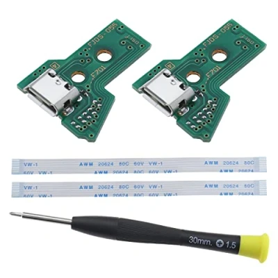 Image of EMSea 2PCS Interface Board JDS 055 and 12 Pin Ribbon Cable Compatible with PS4 Pro/Slim Wireless Controller Replacement Charging Port Assembly