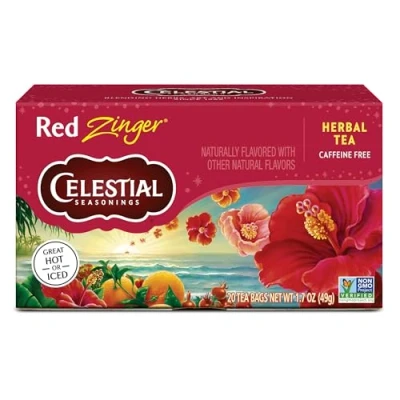 Image of Celestial Seasonings, Red Zinger Herbal Tea, Caffeine Free, 20 Tea Bags, 1.7 oz (49 g)