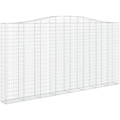 Image of vidaXL Arched Gabion Baskets 3 pcs 400x30x200/220 cm Galvanised Iron