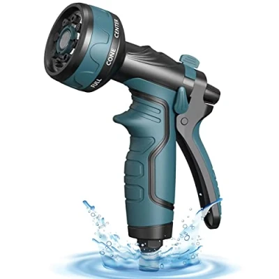 Image of Hose Pipe Spray Gun,2023 Upgrade Garden Gun,8 Adjustable Watering Patterns Nozzles &amp; Guns, Nozzle Suitable for Plants/Washing Cars/Showering Pets (Lake Blue)