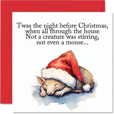 Image of Christmas Cards for Women Men Twas The Night Before Merry Xmas Card Sister Brother Cousin Uncle Auntie Mum Dad Nan Grandad, 145mm x Single Greeting Gift