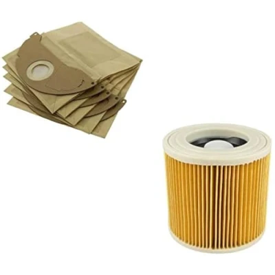 Image of Utiz Cartridge Filter Paper Dust Bags For Karcher A2000 A2099 WD2240 WD2200 Vacuum Cleaners Pack of 1 + 5