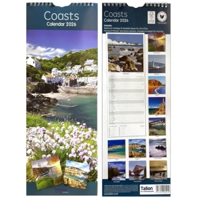 Image of Orbitron 2025 Slim Month To View Spiral Bound Photo Wall Calendar Coast, Scene, Cottages &amp;Garden (Coasts)