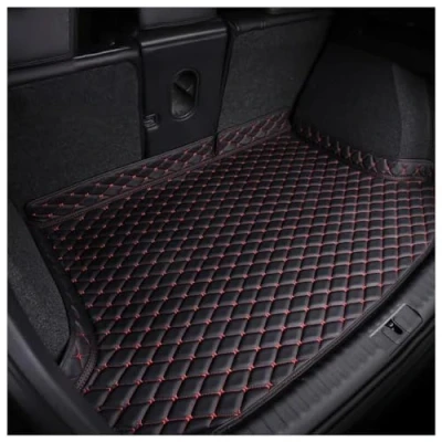Image of LIKBA Car Leather Boot Mats for NISSAN Juke 2014 2024,Waterproof Anti Scratch Slip Protector Pad Cargo Tray Liners Trunk Carpets Interior Accessories,A Black Red