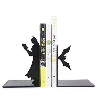 Image of Creative Book Ends, Heavy Duty Metal Bookends Dividers Home Office Decorative Stand Student Gift (Color : Black, Size C)