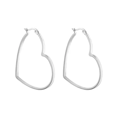 Image of PURELEI Stainless Steel Big Love Earrings, Heart Shaped Hoop, Waterproof, Rose Gold, Silver, Gift for Women