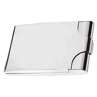 Image of SILBERKANNE Cigarette Case 9 x 5.5 1.5 cm 6 Cigarettes Premium Silver Plated Elegant in Top Workmanship Ready to give a chic gift box, silver, 9x5,5x1,5
