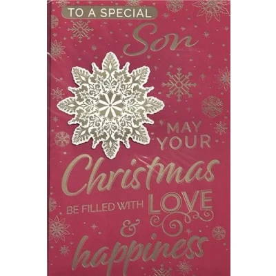 Image of Extra large son christmas card modern xmas design 8 page insert 12 x inches