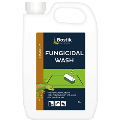 Image of Bostik Fungicidal Wash, Mould, Lichen and Algae Cleaner Remover for Brick, Render, Patios Driveways, Size: 5L