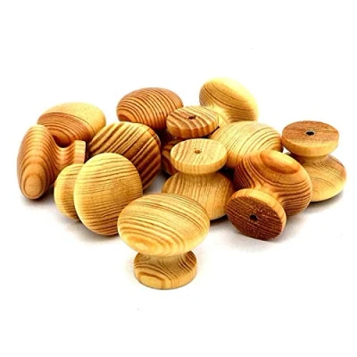 Image of 12 x Deluxe Round Solid Pine 32mm knobs Polished &amp; Lacquered Cabinet Handles by Swish.