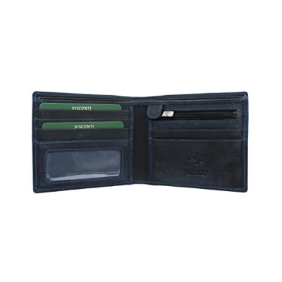 Image of VISCONTI Hunter Oiled Leather Shield Wallet 707 Oil Blue RFID