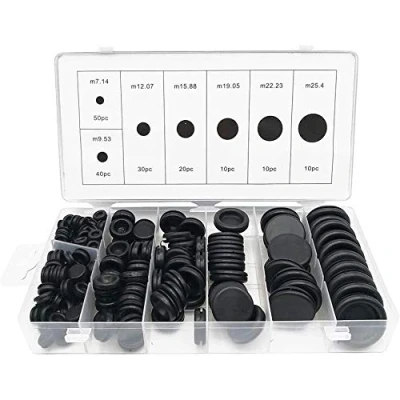 Image of 170pcs Black Rubber Grommet Assortment Set Hole Plug 7 Sizes Car Electrical Wire Gasket Kit for Wire, and Cable