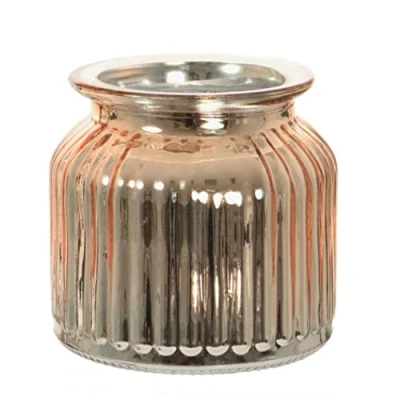 Image of AngraveHome Mirrored Rose Gold Ribbed Vase Jar Home Decoration Decor Ornament (10cm)