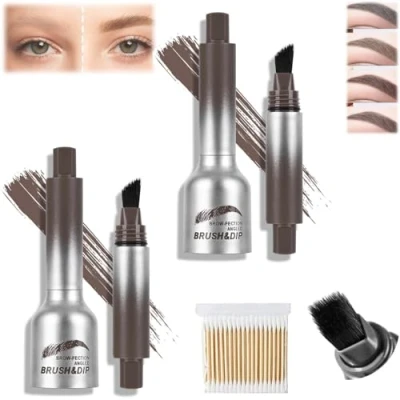 Image of Pagevine Brush Brow, Liftique Eyebrow, Instant Brow Brush, Liquid Eyebrow Fection Angled &amp; Dip (2pcs,04Dark Brown)