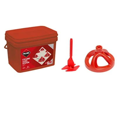 Image of RUBI Kit Cyclone Level System Consists of 300 Clips 3 mm and 100 Reusable Caps Tile Leveling For Formats from 30x30 cm (12x12) or bigger Stone