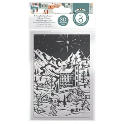 Image of Tonic Studios A Very Festive Fayre 3D Embossing Folders 5&quot;x7&quot; Size (Winter Village)