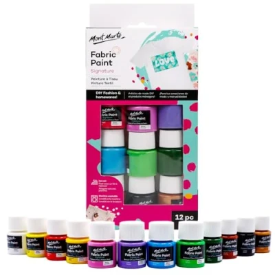 Image of MONT MARTE Signature Fabric Paint, 12pc x 20ml (0.7oz), Suitable for DIY Fashion and Homewares