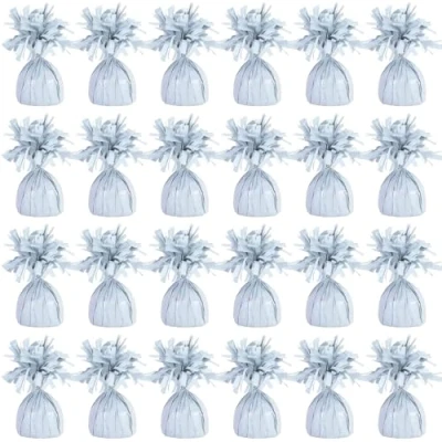 Image of Foil Helium Balloon Weights Pack of 24 Durable &amp; Colourful White for Birthdays Parties, Events Celebrations Perfect Weight Holders