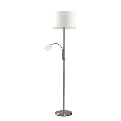 Image of Floor Lamp &#039;Jaileen&#039; in White Made of Textile for e.g. Living Room &amp; Dining (2 Light Sources,) from Lindby Standard