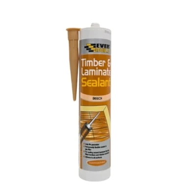 Image of Everbuild Timber and Laminate Sealant Permanently Flexible Gap Filler Solvent Free Beech 290ml