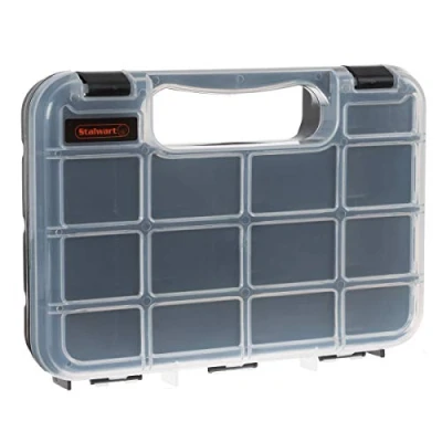 Image of Stalwart Portable Storage Case with Secure Locks and 14 Small Bin Compartments for Hardware, Screws, Bolts, Nuts, Nails, Beads, Jewelry More by