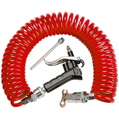 Image of Boeray Heavy Duty Truck Air Duster Blow Gun Cleaning with 9 Meter Long Coil and 2 Interchangeable Nozzle Tips Red Seat Kit