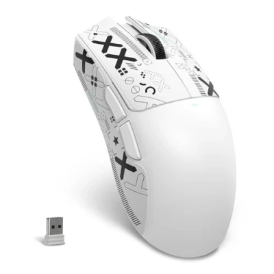 Image of MAMBASNAKE X ATTACK SHARK X11SE Wireless Gaming Mouse Up to 22000 DPI,PixArt PAW3311 Sensor,BT/2.4G/Wired,59g Lightweight with Tape,2000W Clicks,40G Acceleration,Long Battery,Driver,for Win/Mac White