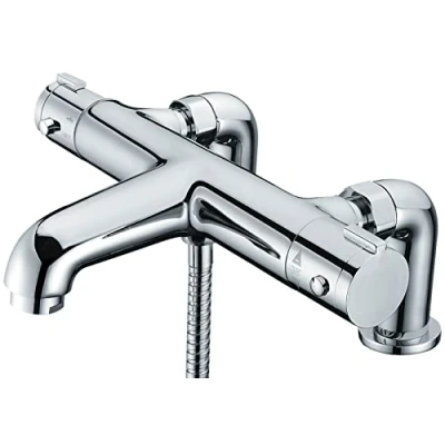 Image of Modern Deck Mounted Thermostatic Chrome Bath Shower Mixer Tap
