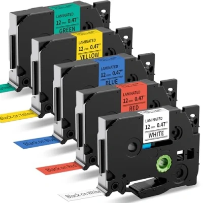 Image of MarkField Compatible Label Tape Replacement for Brother P Touch 12mm x 8m Cassette TZ TZe 231 431 531 631 731 Work Ptouch PT 1000 1005 1010 H108 H110 H101C H105 H107 D200 E100 5 Pack