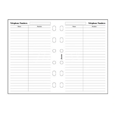 Image of Pocket Filofax Name &amp; Telephone Number Insert Organiser Essentials Refill Accessory Replacement Pack 210207