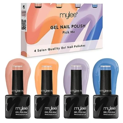 Image of Mylee Gel Nail Polish Quad Colour Set 4x10ml [Pick Me] UV/LED Soak Off Art Manicure Pedicure for Professional, Salon &amp; Home Use Long Lasting Easy to Apply