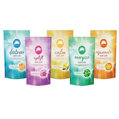 Image of Elysium Bath Salt Bundle of 5, 1kg each : Destress, Uplifting, Calm, Energizing and Rejuvenate